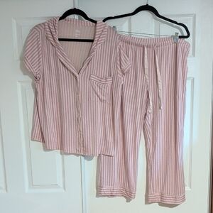 Stars Above Pink Striped Pajama Set